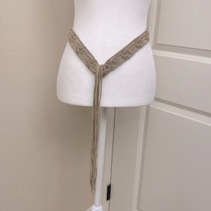Vintage Macrome Belt Woven Suede tassel tie Boho Vintage Hippie 62’